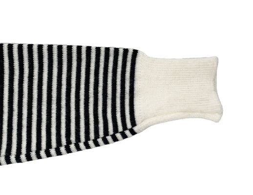 Boudin Stripe Loose Off-Shoulder Button Knit