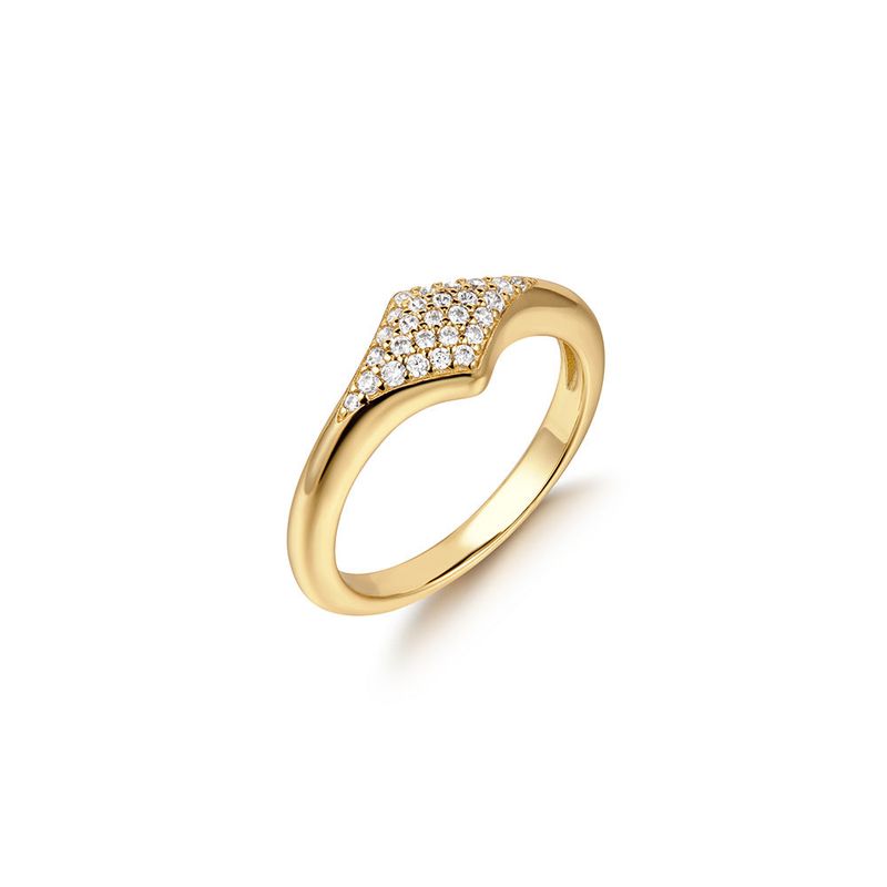 Pave Sparkle 925 Silver + 14k gold plating Ring R061-05G