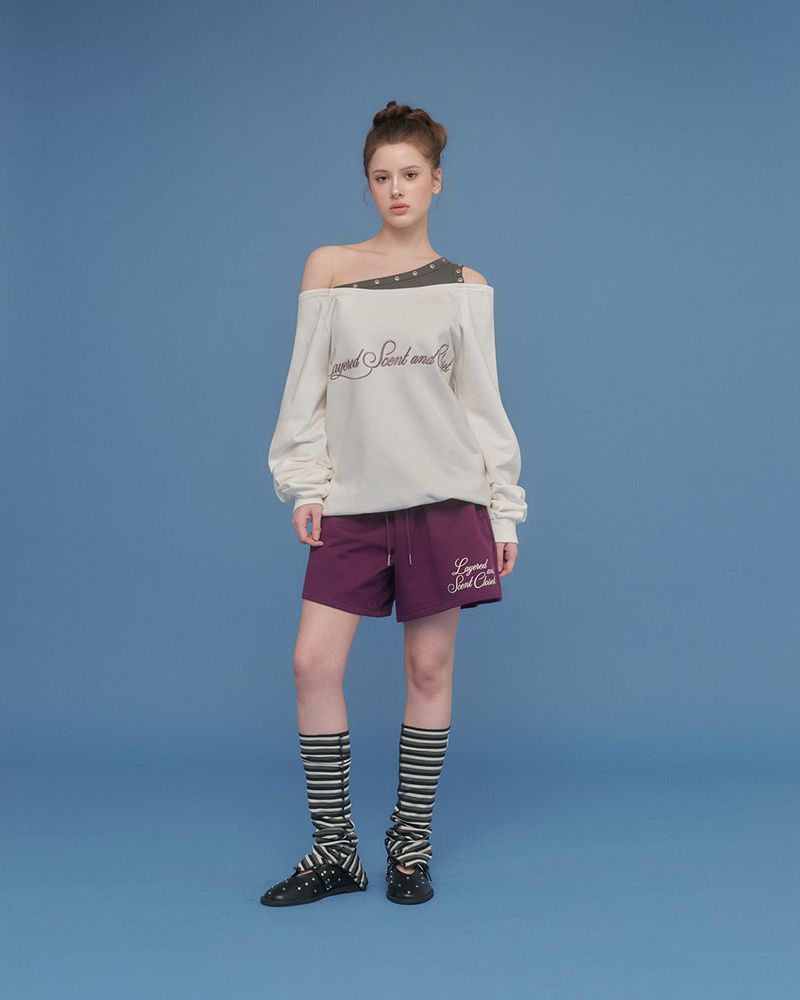 [ORIGINAL] Penny Layered String Off-Shoulder Sweatshirt