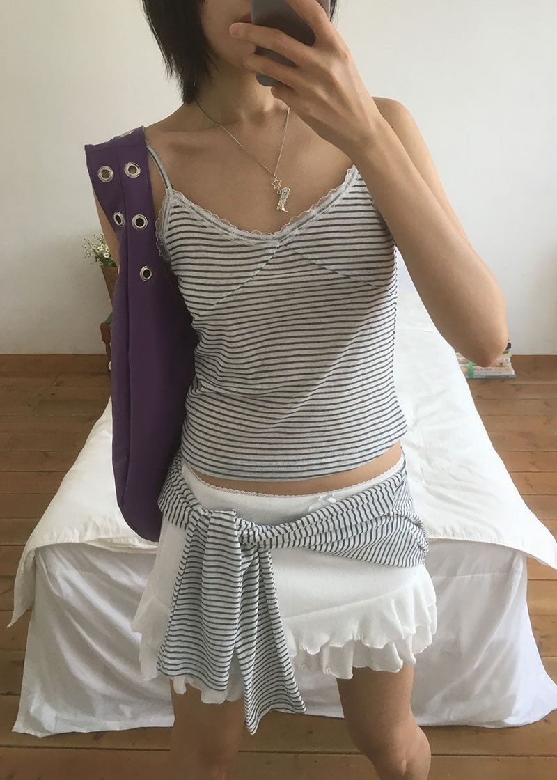 eon（イオエン）の「STRIPE LACE CARDIGAN SET（Tops）」