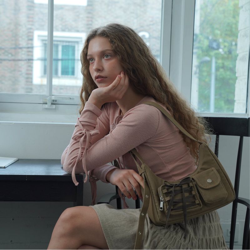 Ribbon hobo bag_brown