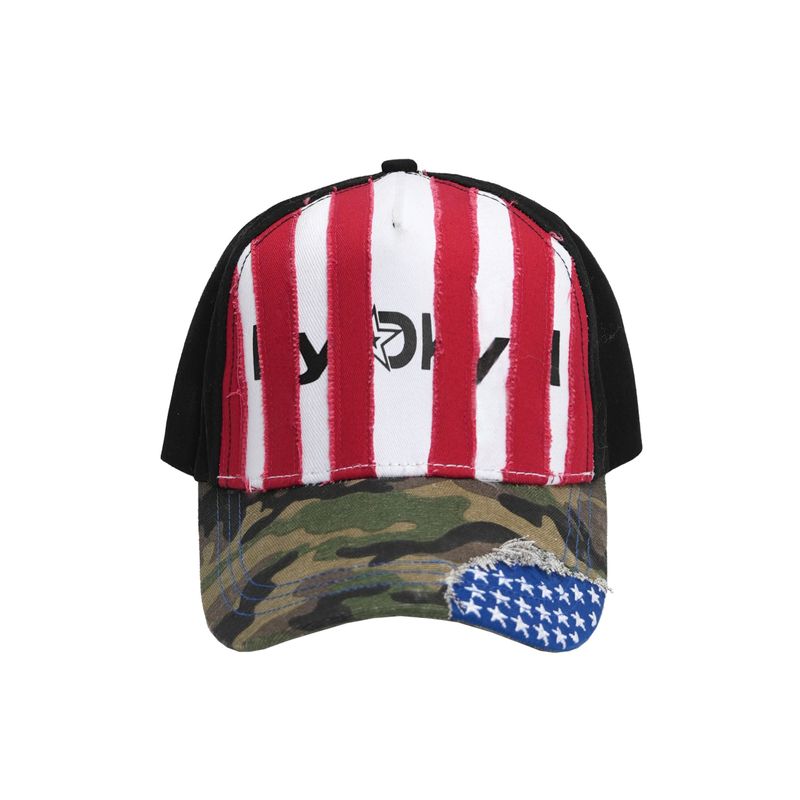 NyDkyel™ Vintage red striped camo patchwork baseball cap