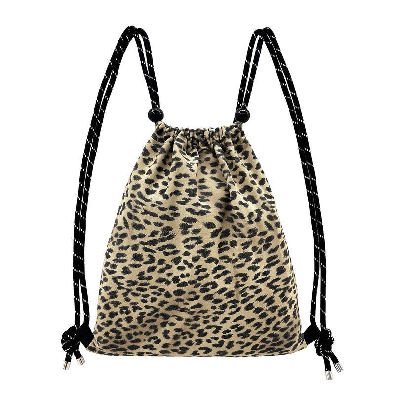 Fur Pompoms Gym Sack [Brown Leopard]