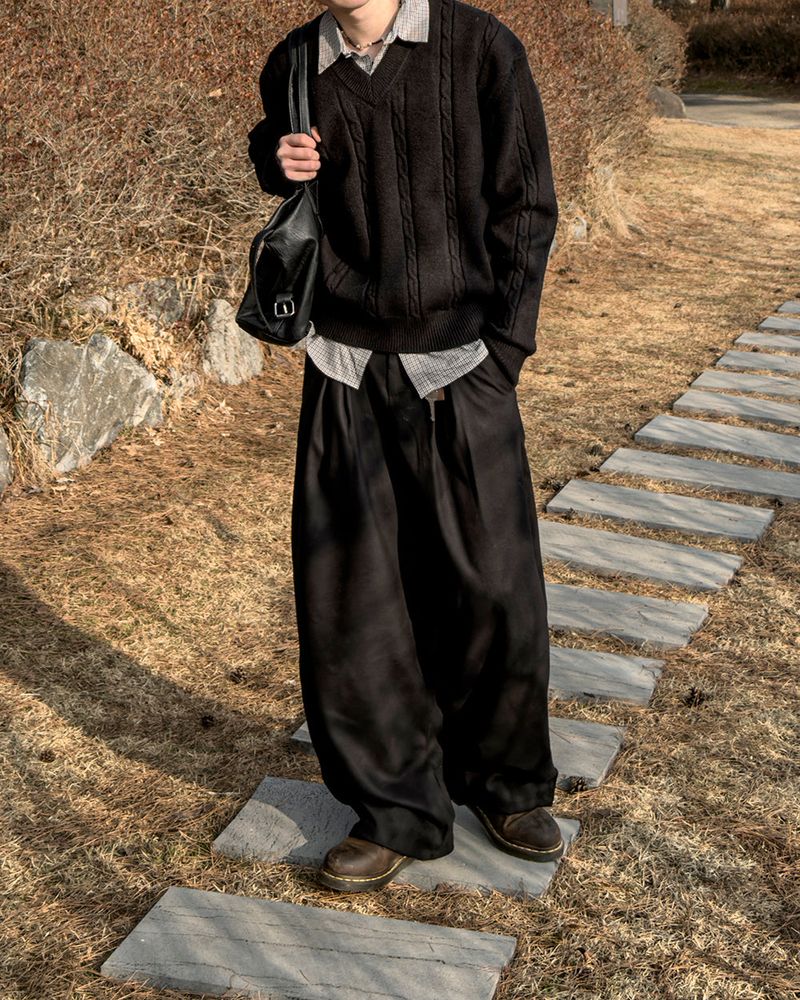 Tia Double-Pleat Wide Slacks