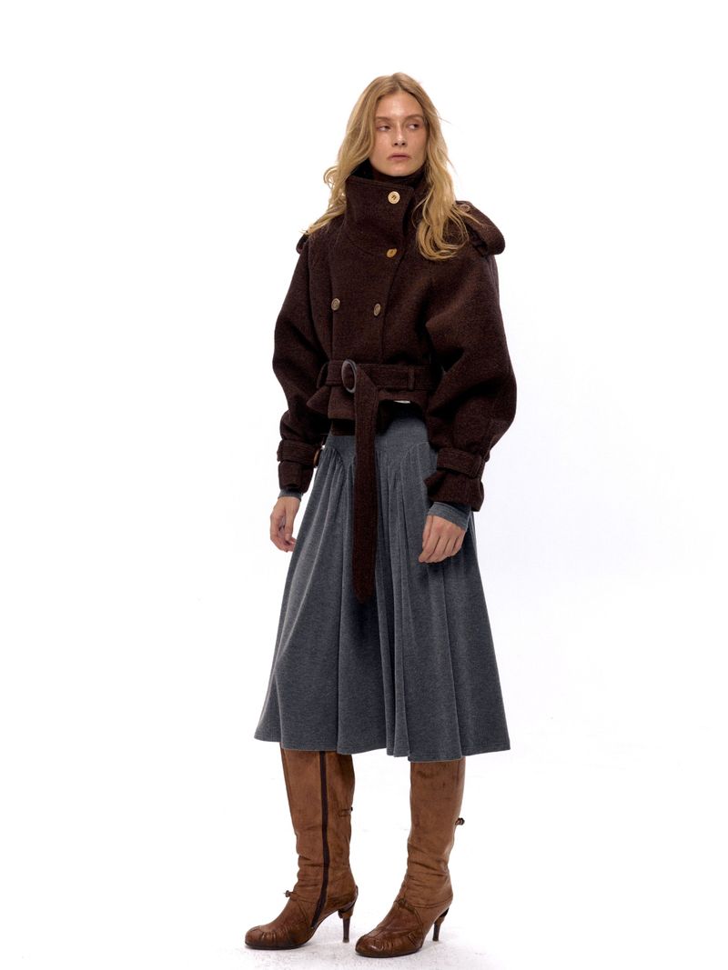 NyDkyel™ Cotton wool fabric multi-shape button short silhouette waist jacket