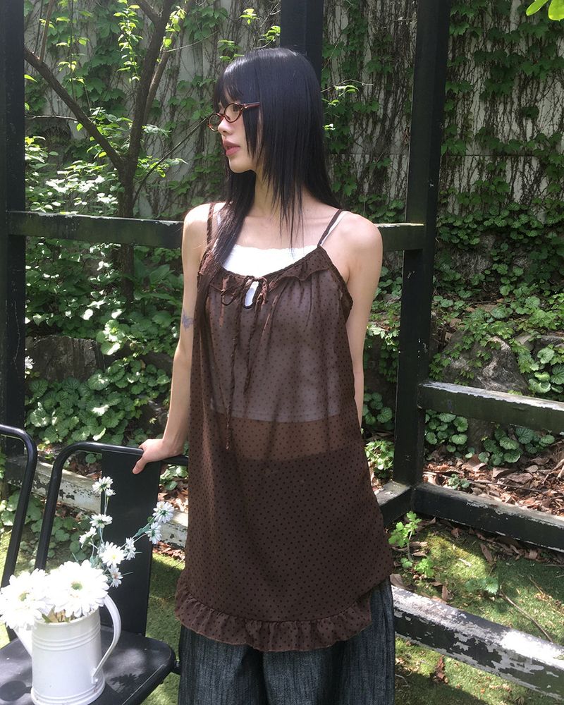 WONDER WONDER（ワンダーワンダー）の「Beru Dot Frill Sheer Sleeveless Layered Dress（Dresses）」
