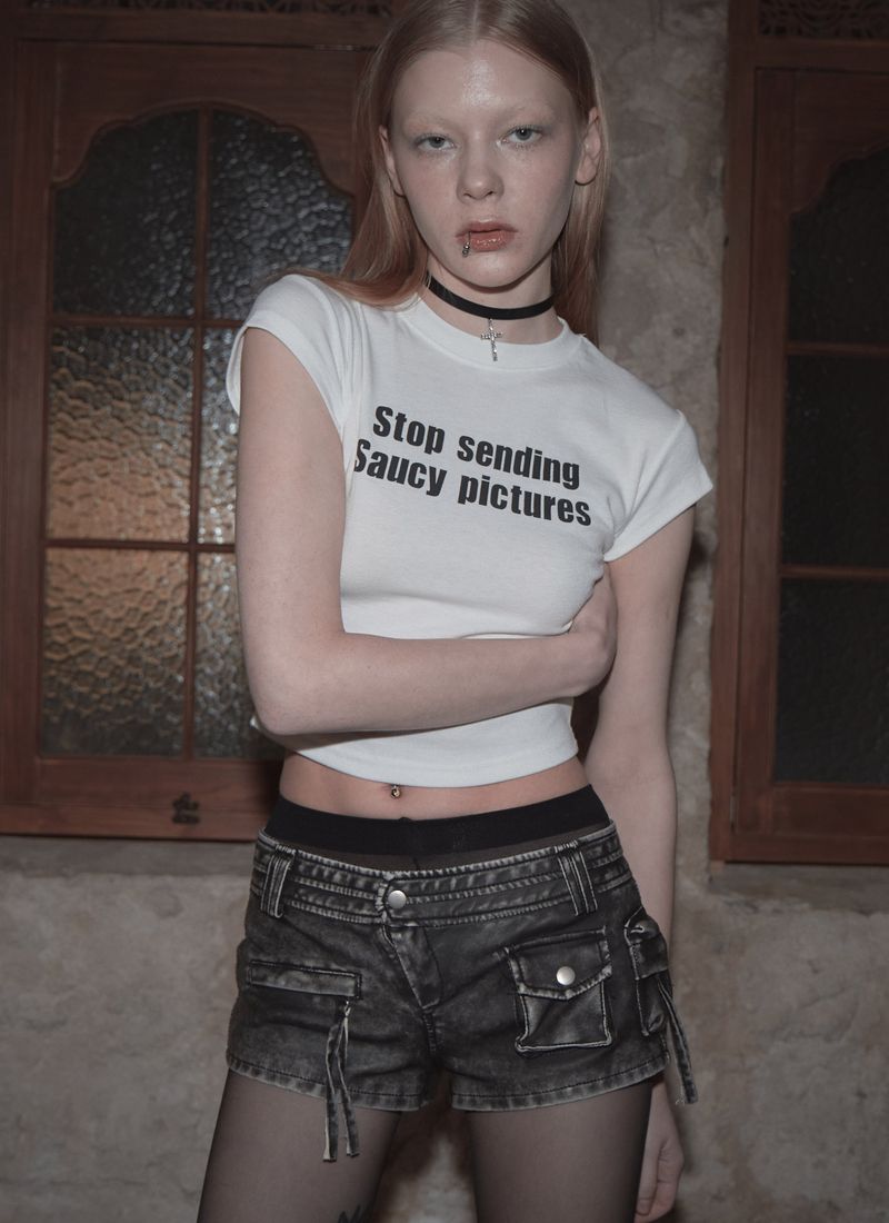 Leather pocket micro shorts