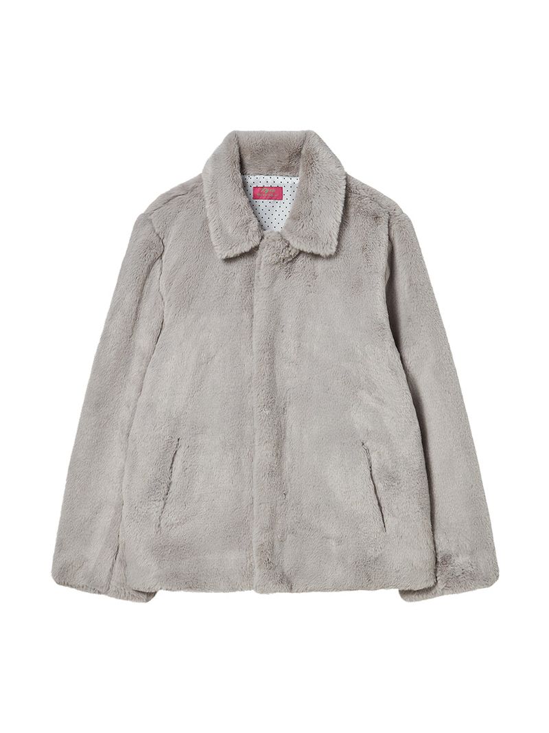 COLLAR FUR JACKET GREY