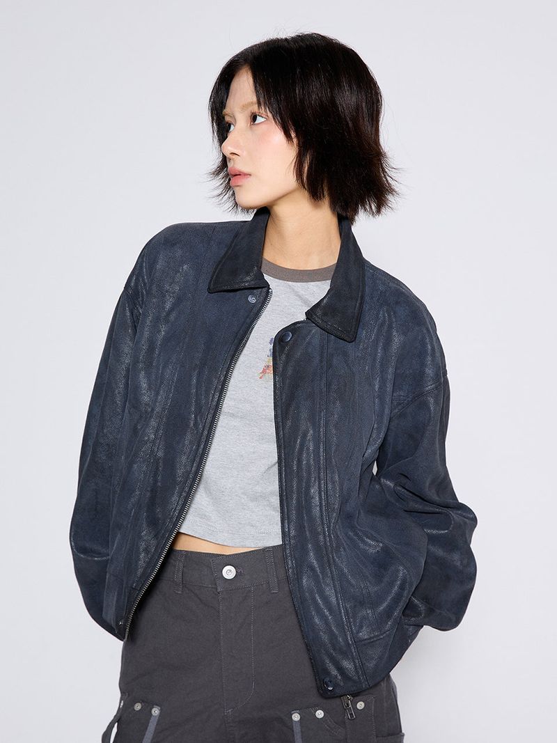 SUEDE WASHED JACKET / BLACK