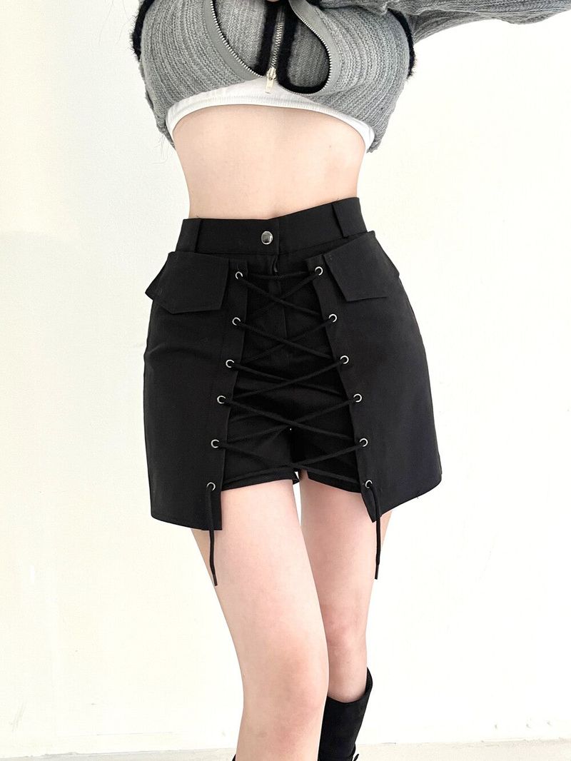 1062. Eyelet wrap pocket sk-pt (3color)