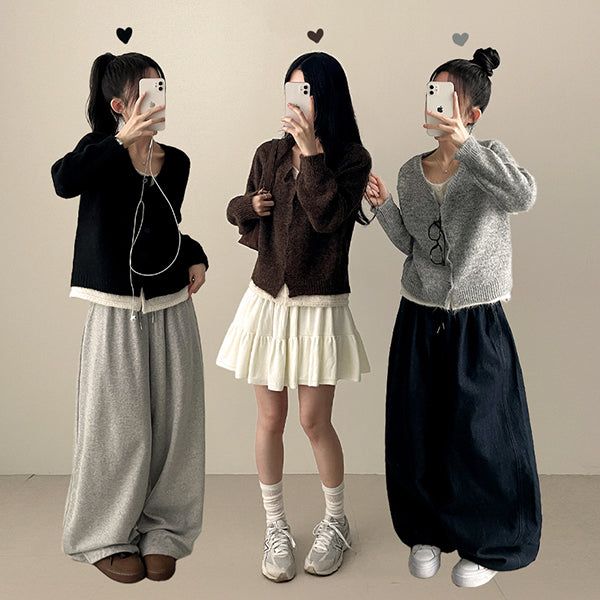 Zipton Dotome Layered Knit Cardigan