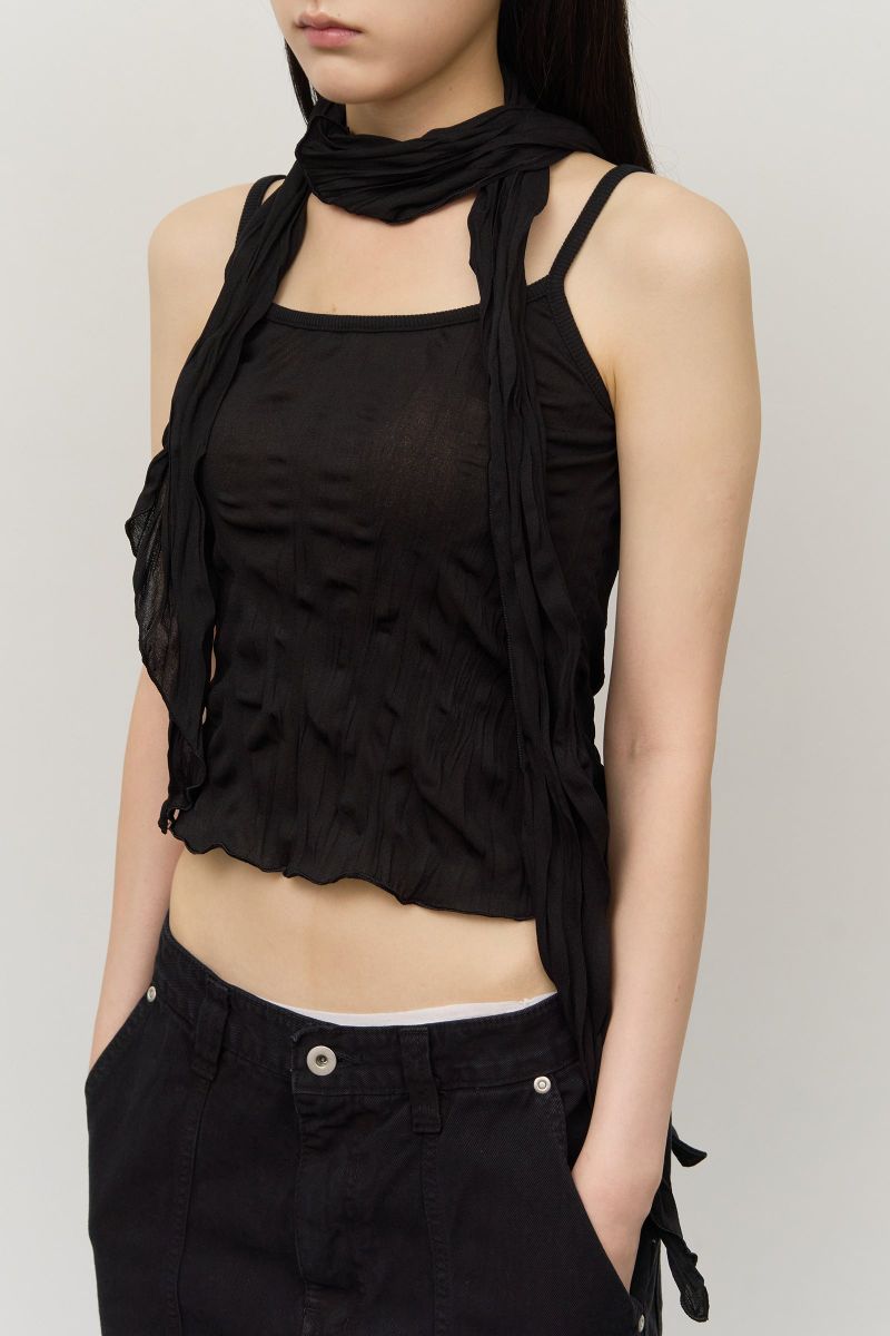 (W) Dun Wrinkled Scarf Top