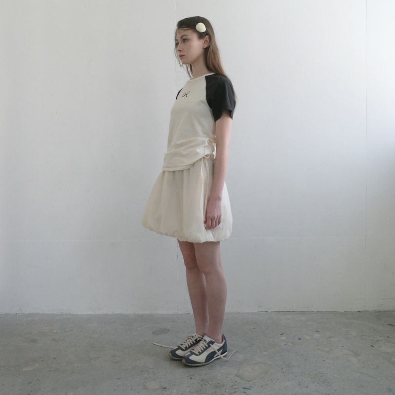 Cream Nylon Pumpkin Skirt