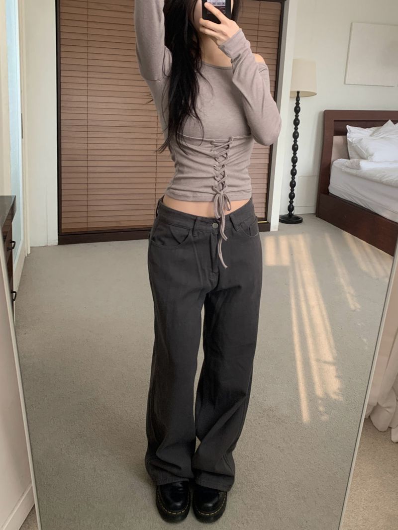 Back Point Bizzo Wide Long Denim Pants