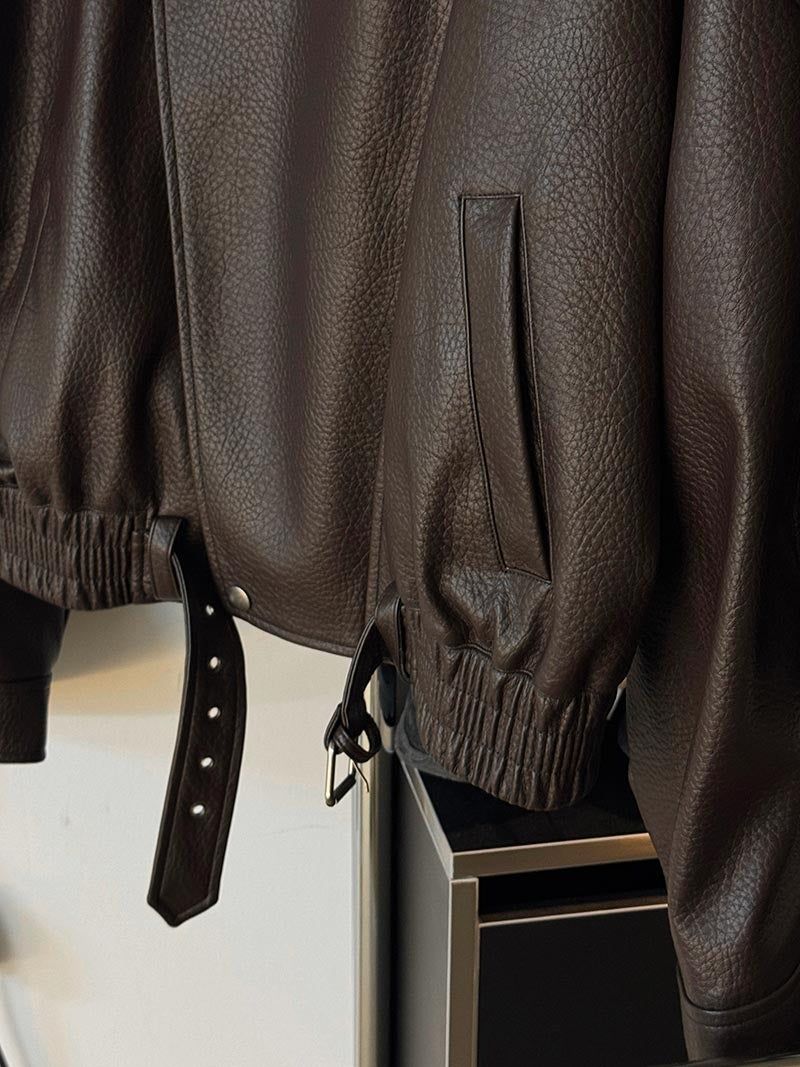 ASCLO Saint Double Collar Leather Jacket (2color)