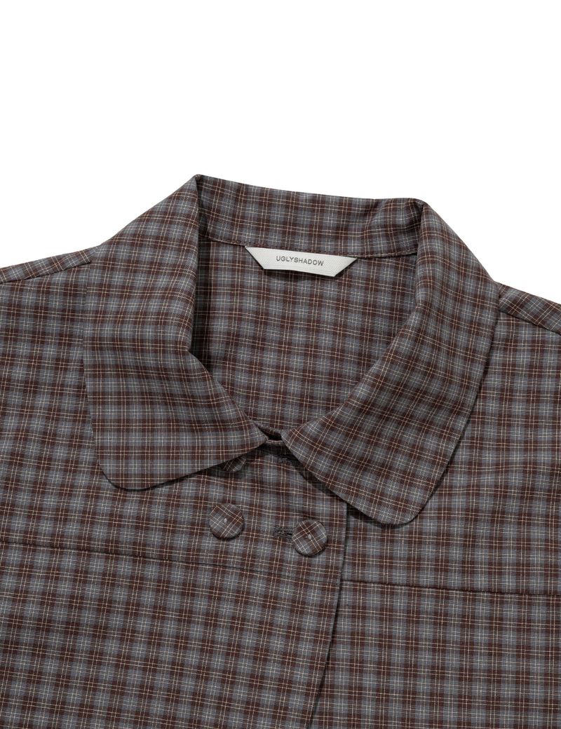 CHECKERED DOUBLE BLOUSE(BROWN)