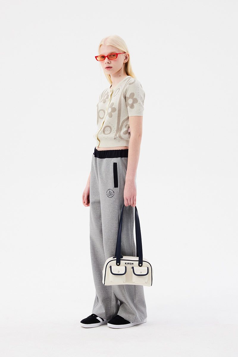CHERRY JACQUARD PATTERN SHORT SLEEVE CARDIGAN [IVORY]