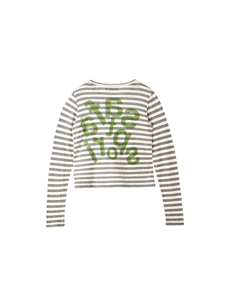 1/2 TICKETING STRIPE BORDER TEE (GREY)