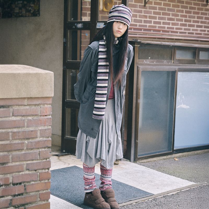 boho stripe muffler purple