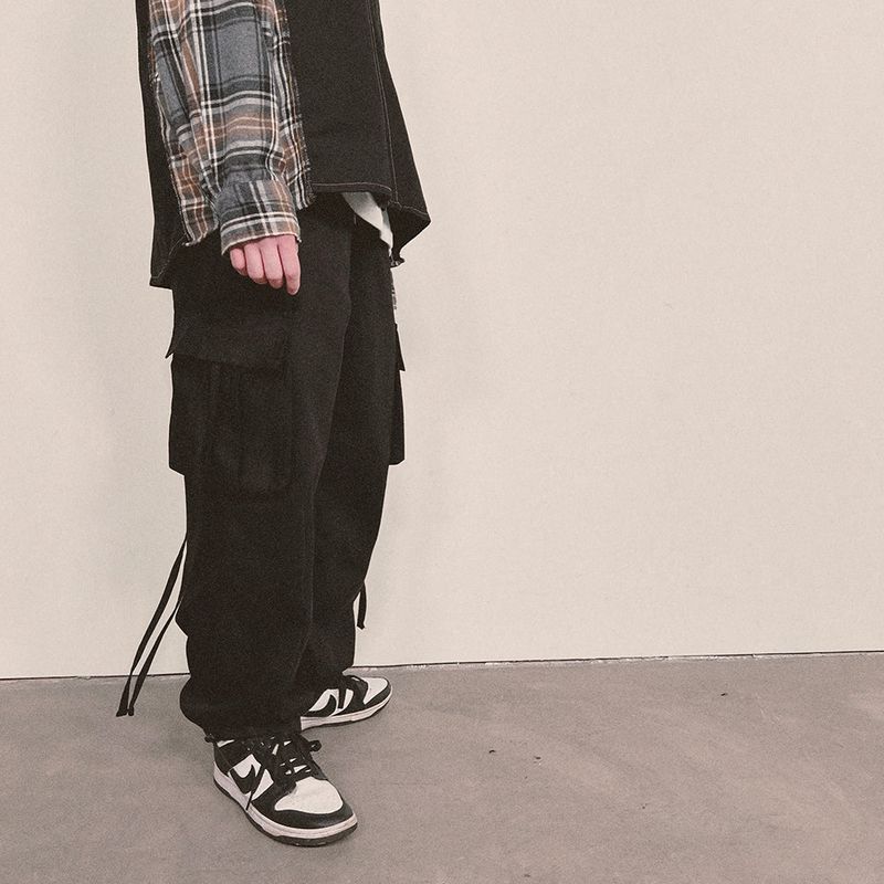 strap elastic pants_black