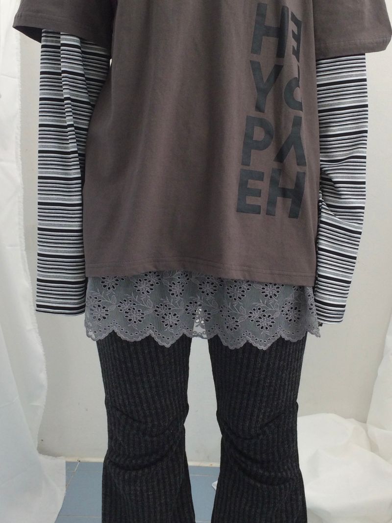 Stripe bootcut banding pants