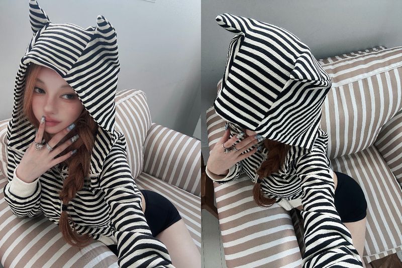 Cat hood zip-up