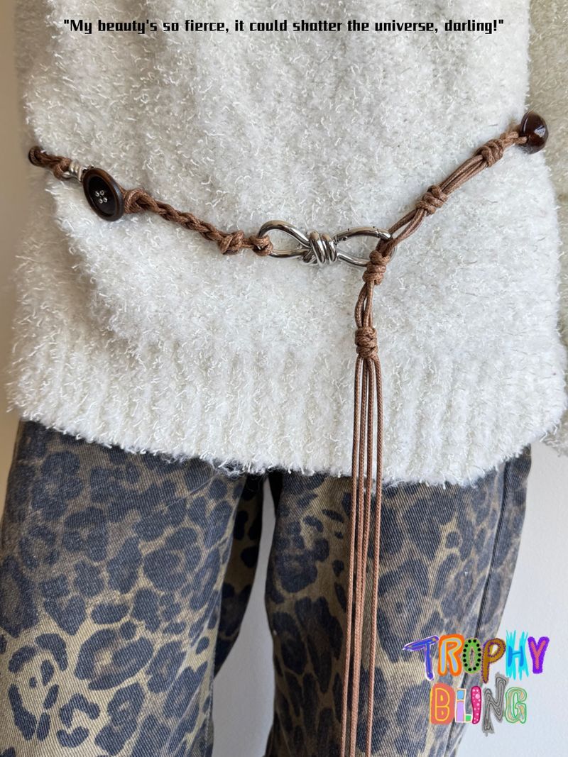Brown Braided Rope Waist Necklace