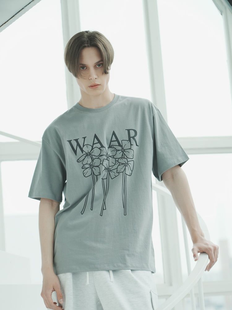 T1012 M FLOWER T-SHIRT_CHARCOAL