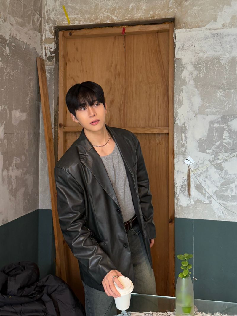 Equal two button leather blazer
