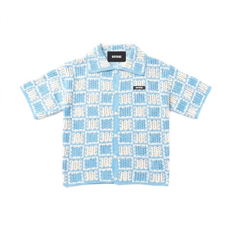 ROYNINE(ロイナイン)の「LightBlue&Ivory Pattern Short-Sleeve Cardigan(Tops)」
