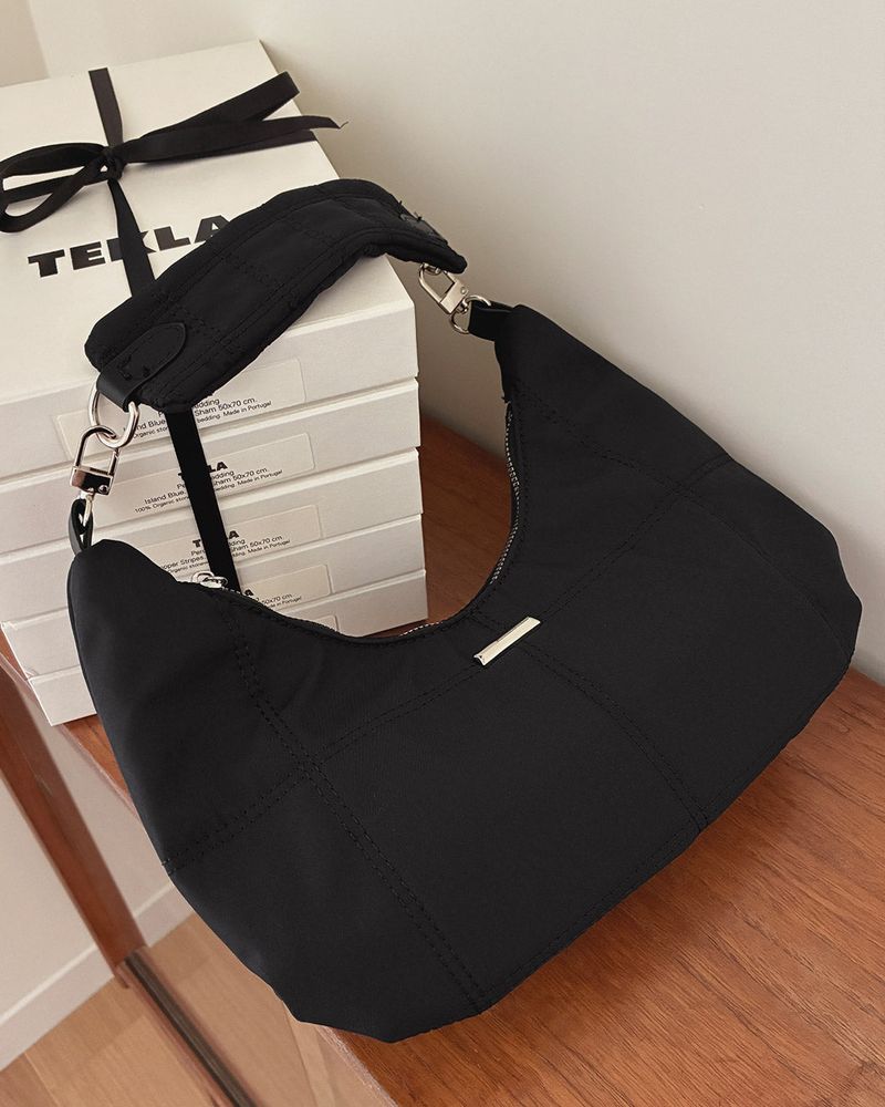 Coated nylon hobo bag