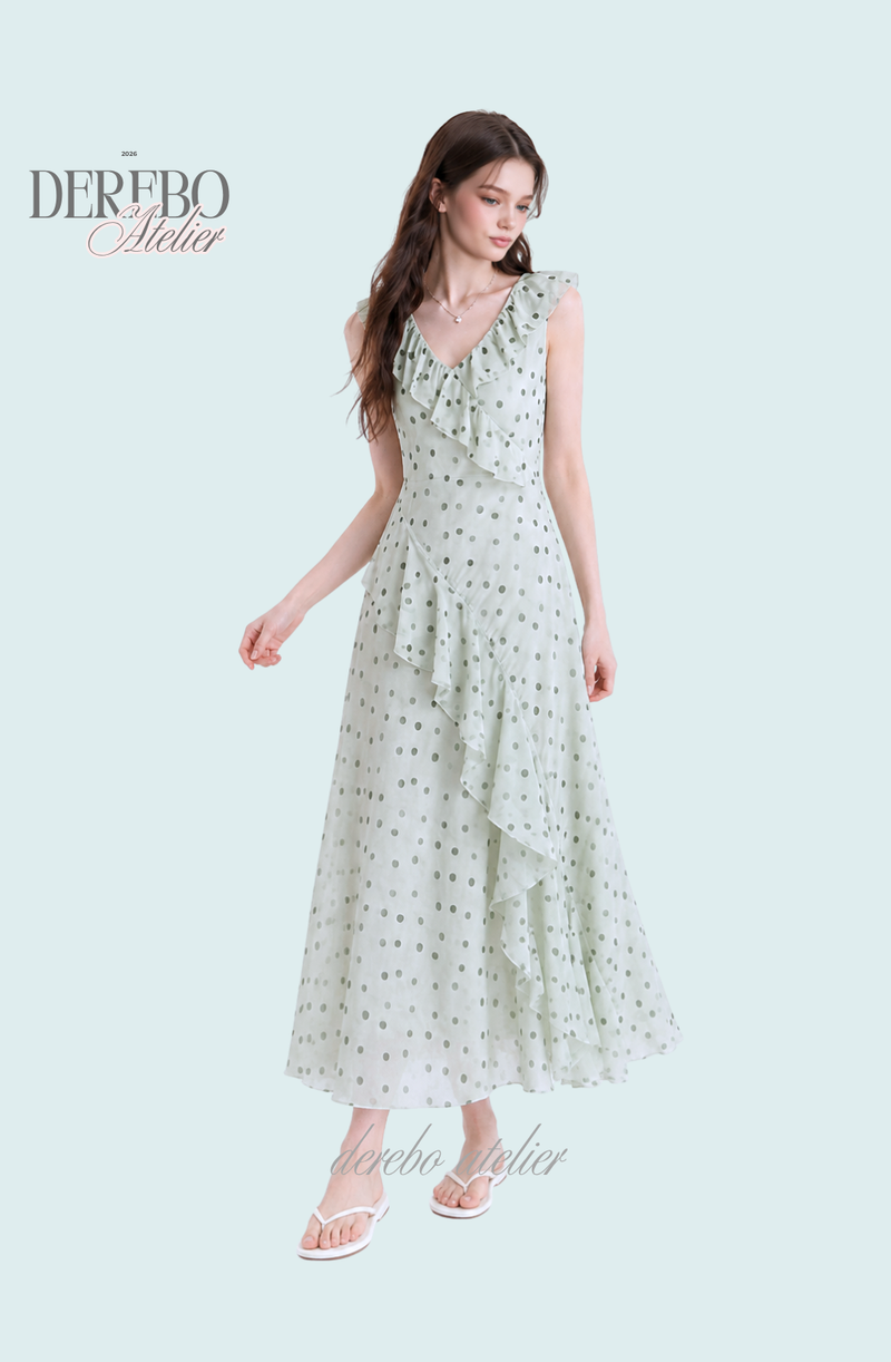 Mint Soufflé Frill Long Dress