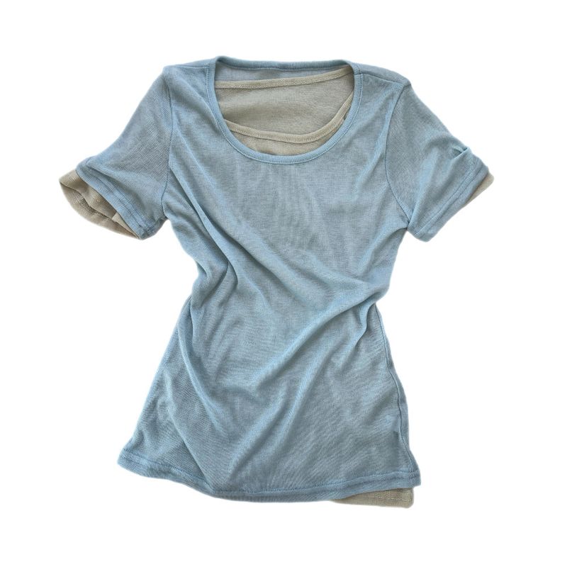 Melting Sheer Layered Half Sleeve Tee