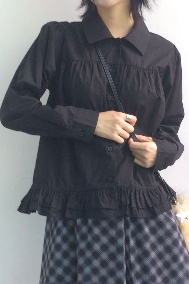 Cotton Flare Shirring Shirt