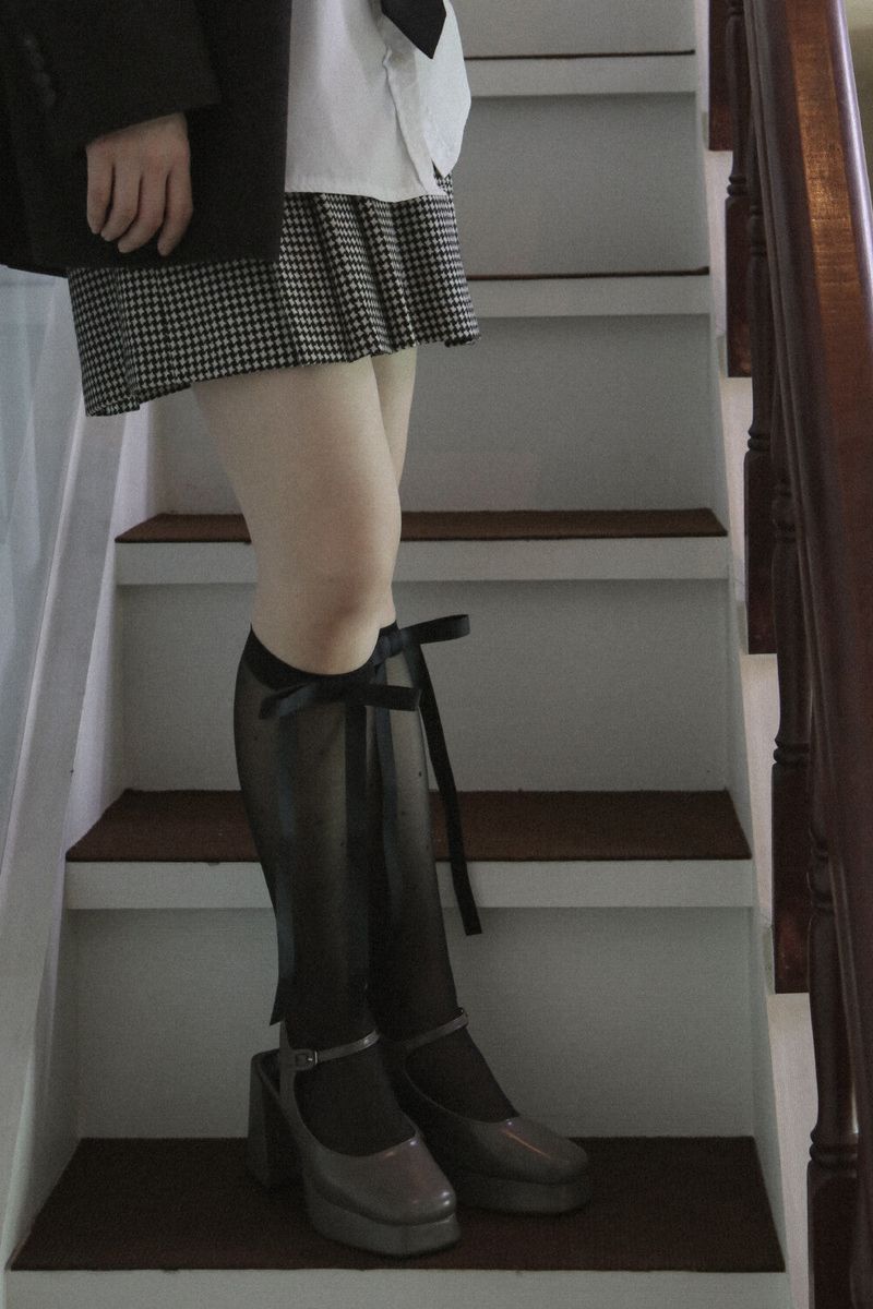 dot ribbon half stockings (2colors)