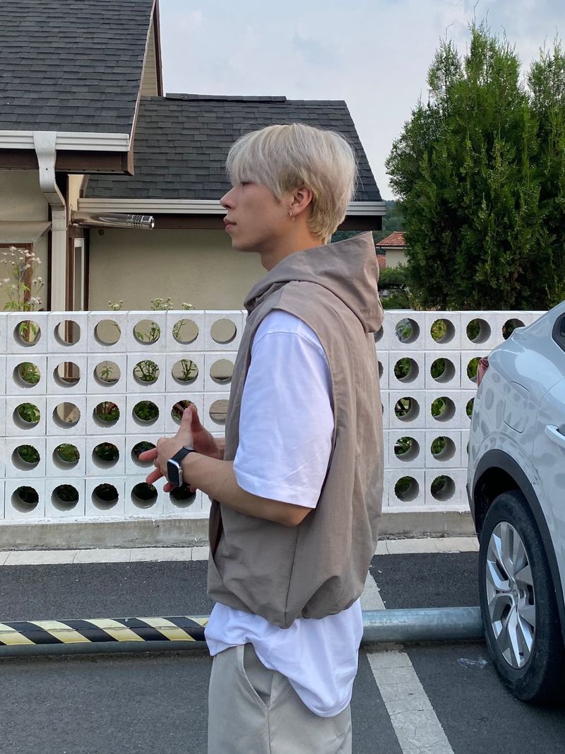 Snap Hooded Nylon Vest 3C