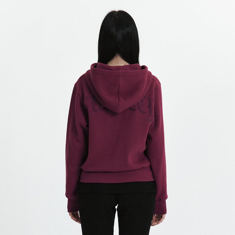 C VELVET LOGO FLEECE ZIP-UP HOODIE_PURPLE