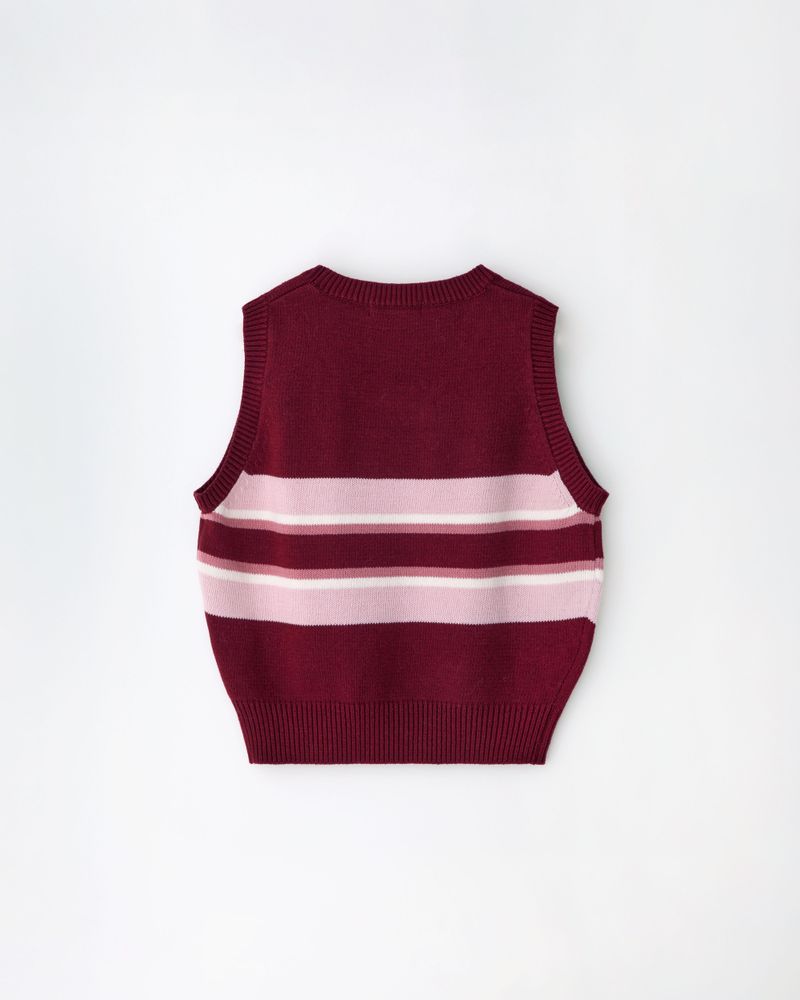 Take knit vest_wine