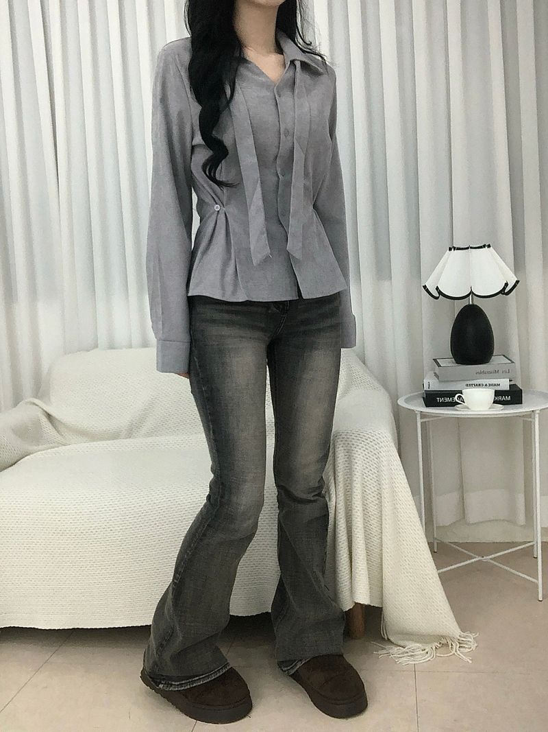 Dual Tie Pintuck Line Shirt