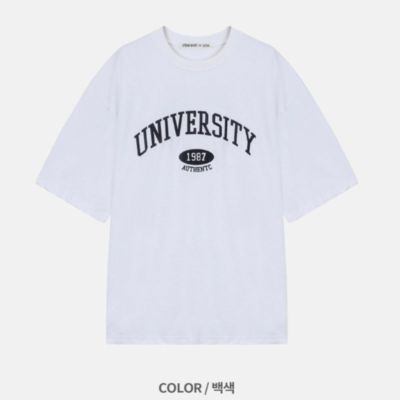 1987 Overfit Embroidered University Short Sleeves