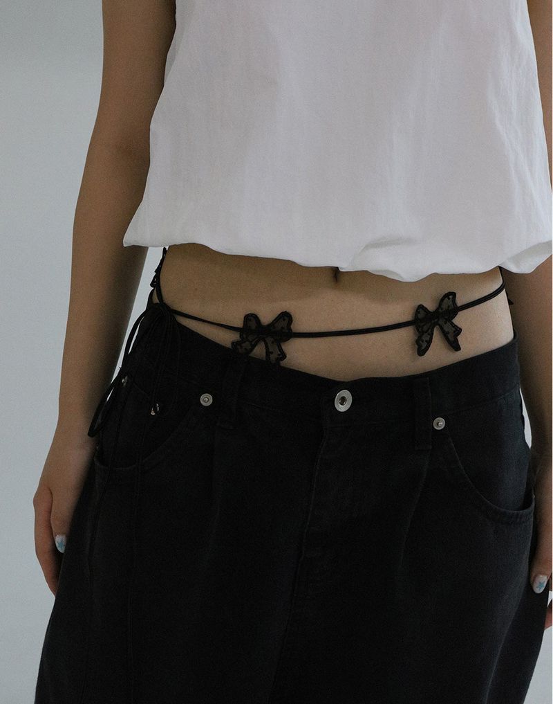 [MADE] Capsule02 Needle Work Ribbon Belt Strap _  Black