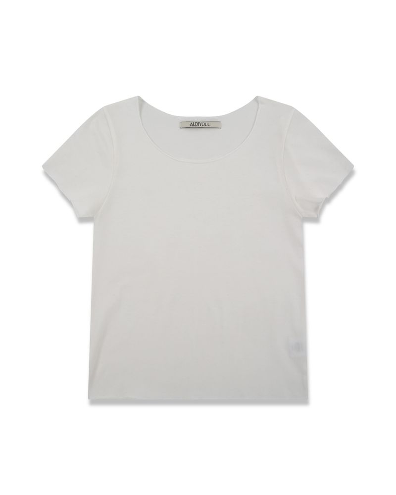 aldiyouu（アルディユー）の「レタスヘム 半袖Tシャツ_ホワイト（トップス）」