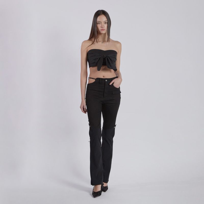 UNDERSTRAP KNEE DETAIL PANTS(BLACK)