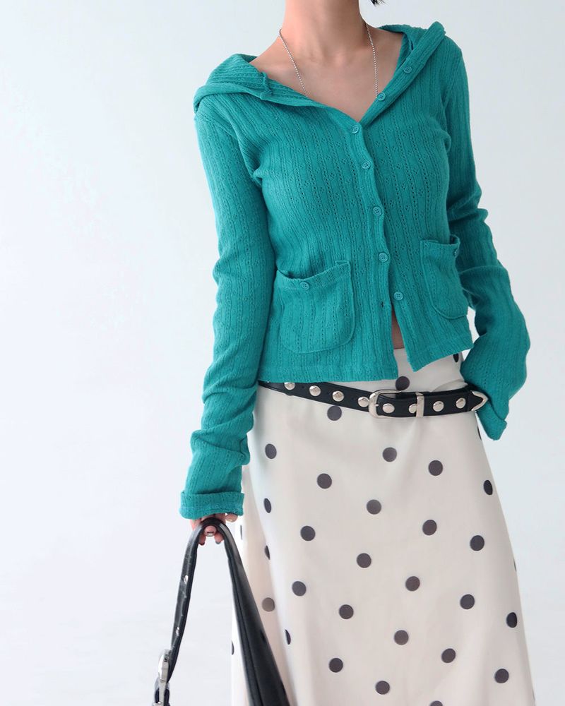 dot frill midi skirt