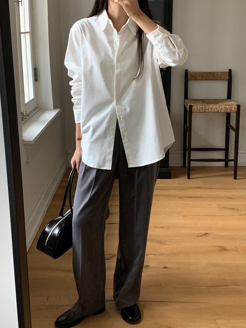 luch wool pintuck wide slacks