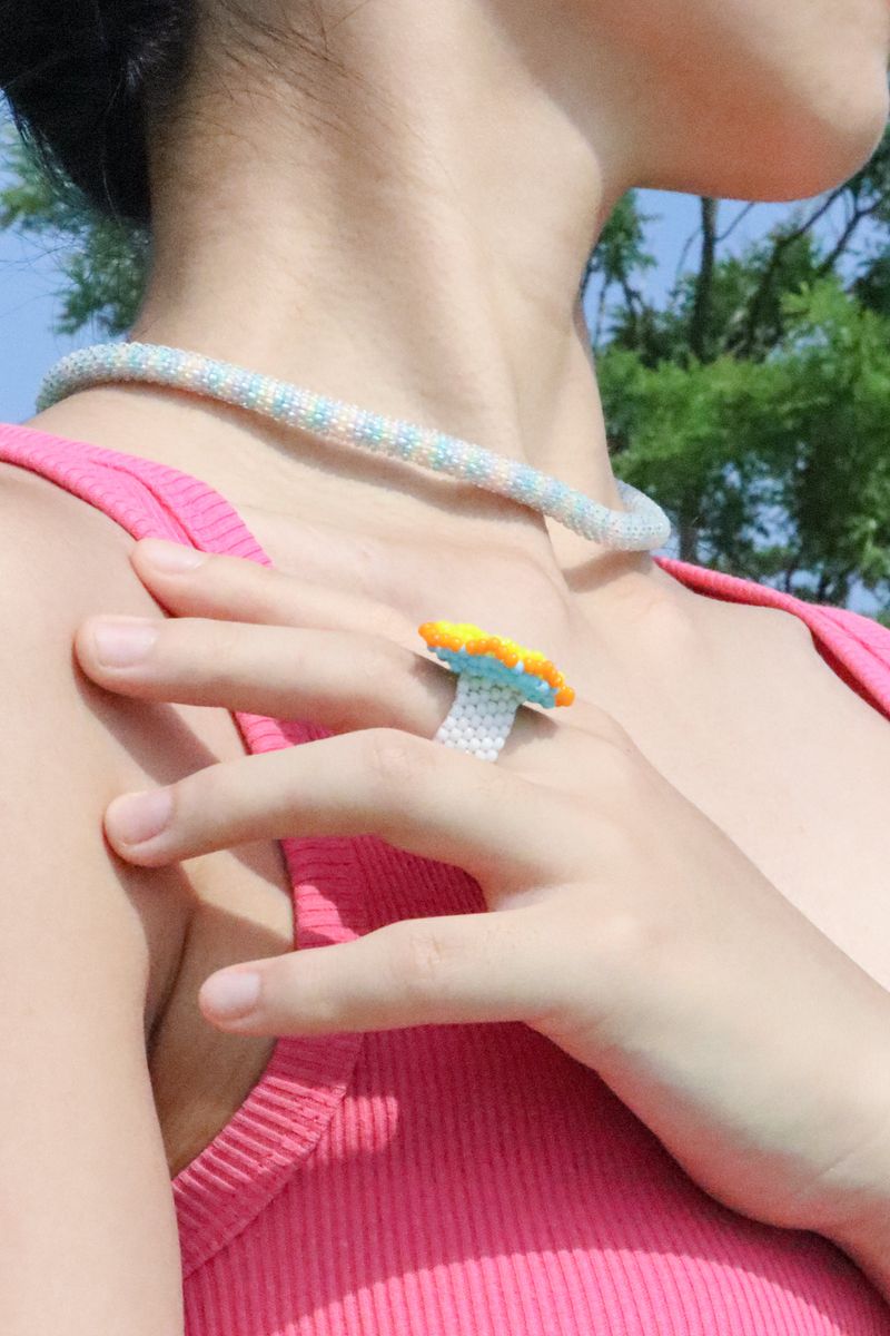 arankie(アレンキ)の「Multicolor crochet necklace (pastel)(Accessories)」