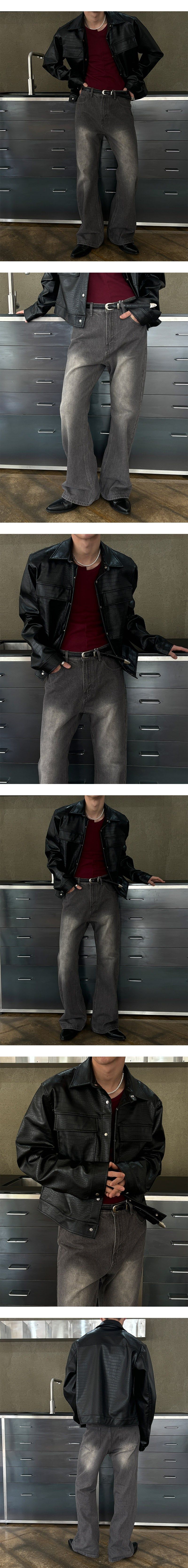 [S/S] Leather crop jacket