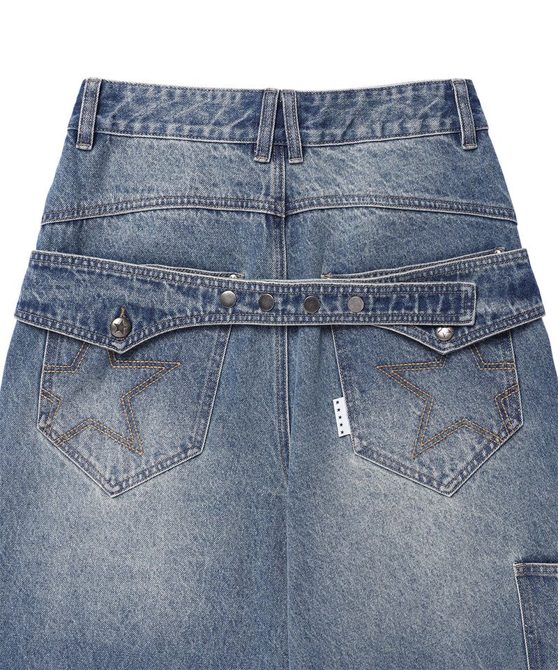 CINCH BACK CURVED DENIM PANTS BLUE(CV2GFFD110A)