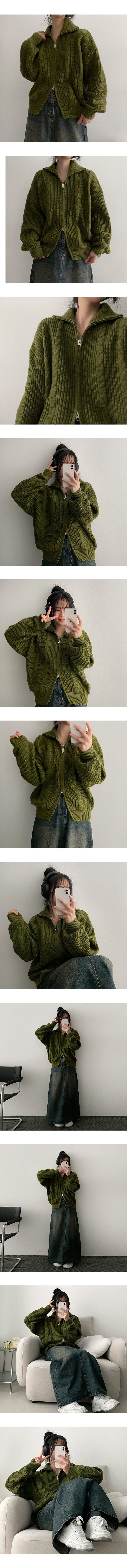 Coty High-neck Two-Way Knitwear Zip-up