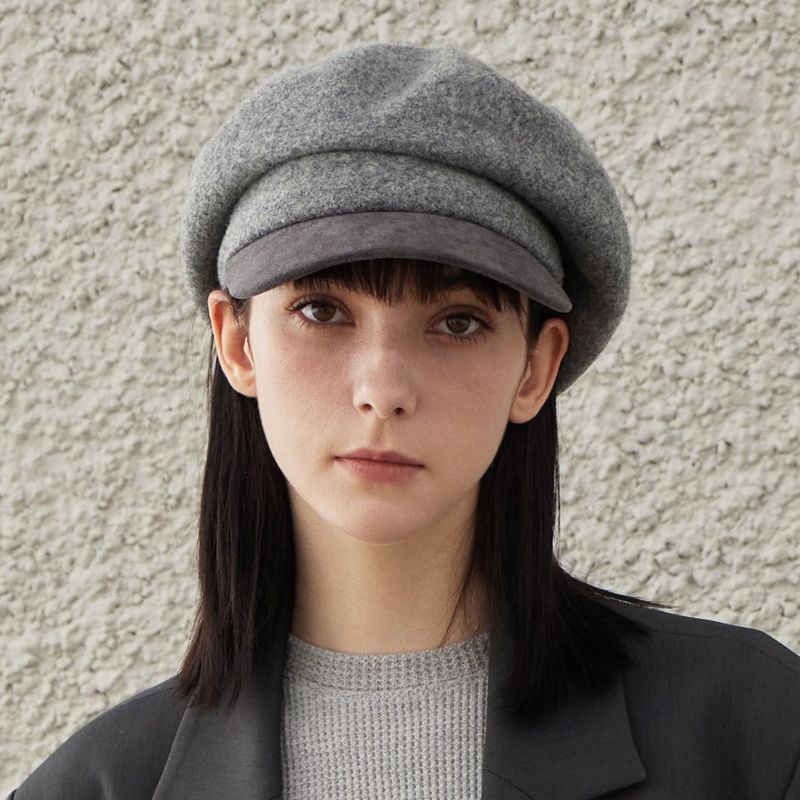 VA Stud Wool Combo Newsboy Cap / Gray